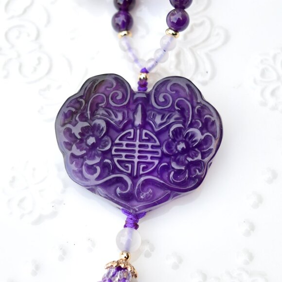Amethyst Flora Lock Beaded Necklace - Picture 2 of 6